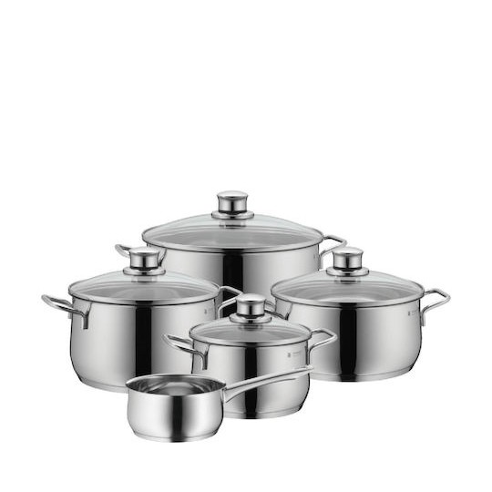 WMF Diadem Plus Σετ Κατσαρόλες από Ανοξείδωτο Ατσάλι Ασημί 5τμχ