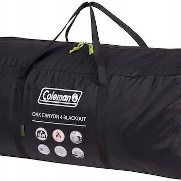 Coleman Oak Canyon 4 BlackOut Σκηνή Camping Τούνελ Πράσινη για 4 Άτομα