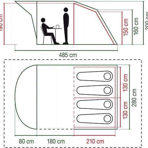 Coleman Oak Canyon 4 BlackOut Σκηνή Camping Τούνελ Πράσινη για 4 Άτομα