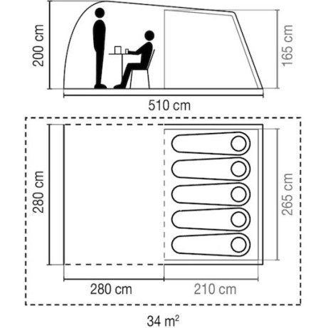 Coleman Σκηνή Camping Τούνελ Μπλε για 5 Άτομα