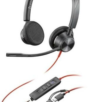 Poly BlackWIRE 3325 ST MS On Ear Multimedia Ακουστικά με μικρόφωνο και σύνδεση 3.5mm Jack / USB-C
