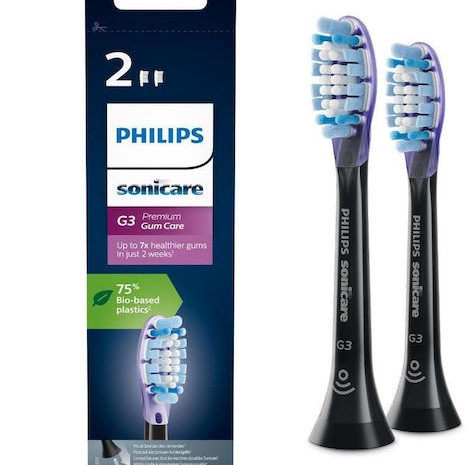 Philips Sonicare G3 Premium Gum Care Ανταλλακτικές Κεφαλές για Ηλεκτρική Οδοντόβουρτσα Standard Black HX9052/33 2τμχ