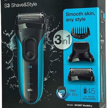 Braun Series 3 BRA3010BT Foil Ξυριστική Μηχανή Προσώπου Επαναφορτιζόμενη