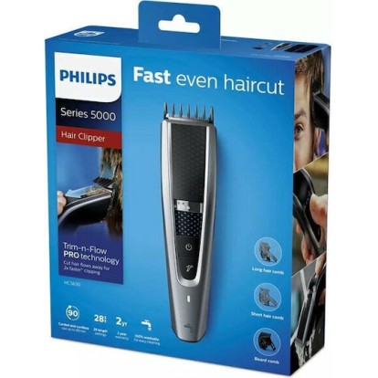 Philips Series 5000 Επαναφορτιζόμενη Κουρευτική Μηχανή Silver/Black HC5630/15