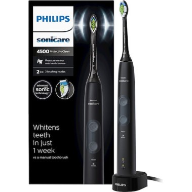 Philips Sonicare ProtectiveClean 4500 Ηλεκτρική Οδοντόβουρτσα με Χρονομετρητή και Αισθητήρα Πίεσης Μαύρη