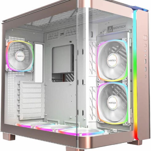 Montech King 95 Pro Midi Tower Κουτί Υπολογιστή με Πλαϊνό Παράθυρο Ροζ