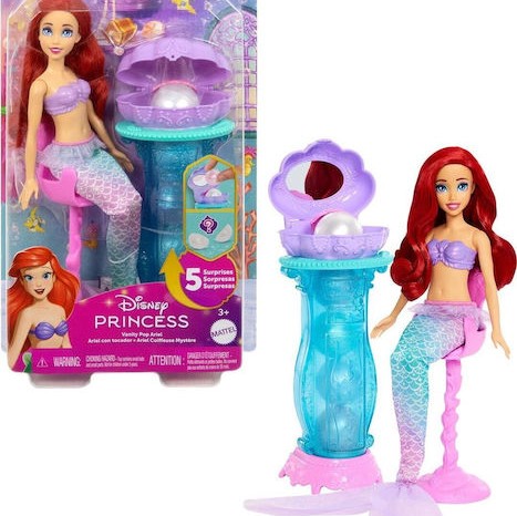 Ariel Vanity Pop Mermaid Κοχύλι Κούκλα Disney Princess για 3+ Ετών JBF86