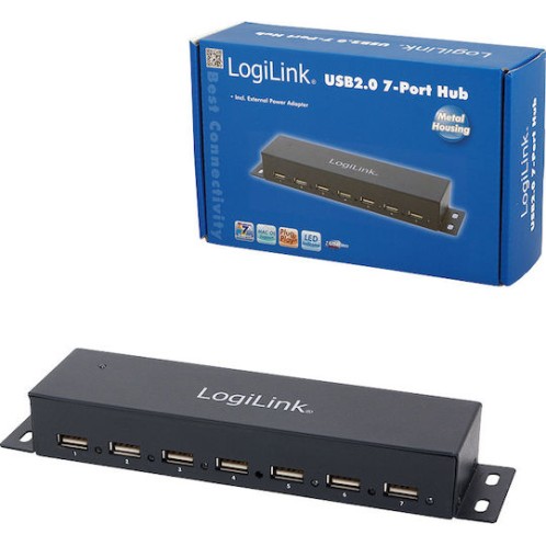 LogiLink USB 2.0 Hub 7 Θυρών με σύνδεση USB-A και Εξωτερική Παροχή Ρεύματος