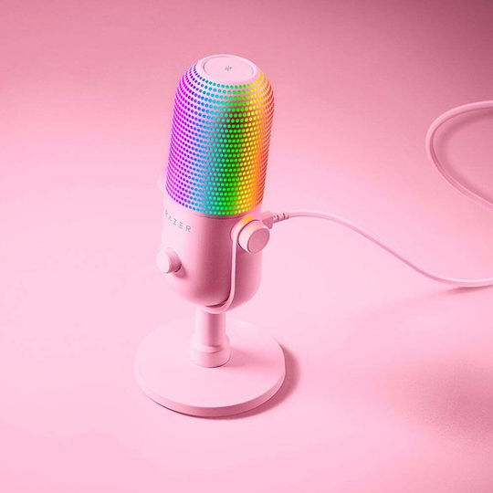 Razer Seiren V3 Chroma Δυναμικό Μικρόφωνο USB Επιτραπέζιο για Φωνητικά σε Ροζ Χρώμα