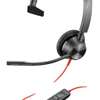 Poly Blackwire 3315 On Ear Multimedia Ακουστικά με μικρόφωνο και σύνδεση 3.5mm Jack / USB-C