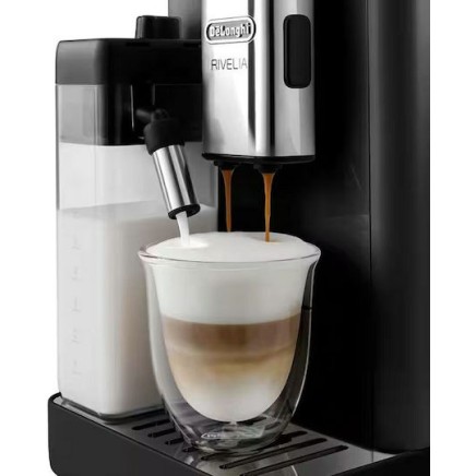 De'Longhi Rivelia Αυτόματη Μηχανή Espresso 1450W Πίεσης 19bar για Cappuccino με Μύλο Άλεσης Onyx Black