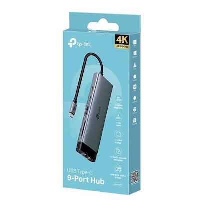 TP-LINK USB-C Docking Station με HDMI 4K PD Ethernet Γκρι (UH9120C)