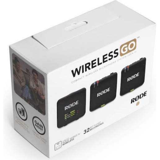 Rode Wireless GO Gen3 Ασύρματο Πυκνωτικό Μικρόφωνο Πέτου, Clip On Δημοσιογραφικό