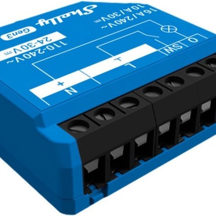 Shelly 1 Gen3 Ενδιάμεσος Διακόπτης σε Μπλε Χρώμα 2τμχ