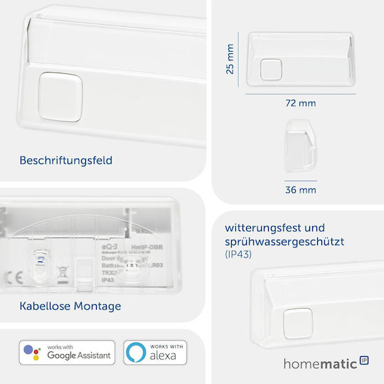 HomeMatic HmIP-DBB Μπουτόν Κουδουνιού σε Λευκό Χρώμα 150657A0