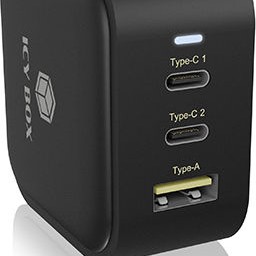 Icy Box Φορτιστής Χωρίς Καλώδιο με Θύρα USB-A και 2 Θύρες USB-C 65W Power Delivery Μαύρος (IB-PS103-PD)