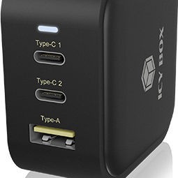 Icy Box Φορτιστής Χωρίς Καλώδιο με Θύρα USB-A και 2 Θύρες USB-C 65W Power Delivery Μαύρος (IB-PS103-PD)