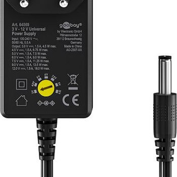 Goobay Ρυθμιζόμενο Universal Τροφοδοτικό 5 2.4A 12W με σετ βυσμάτων (74436)
