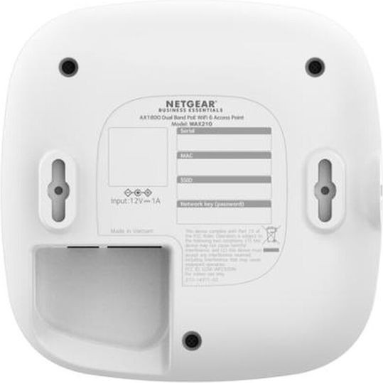 NetGear WAX210 Access Point Wi‑Fi 6 Dual Band (2.4 & 5GHz) Λευκό