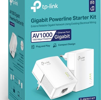 TP-LINK TL-PA7017 Kit v4 Powerline Διπλό για Ενσύρματη Σύνδεση και Θύρα Gigabit Ethernet