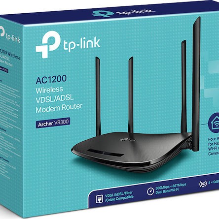 TP-LINK Archer VR300 v1 VDSL2 Ασύρματο Modem Router Wi‑Fi 5 με 4 Θύρες Ethernet
