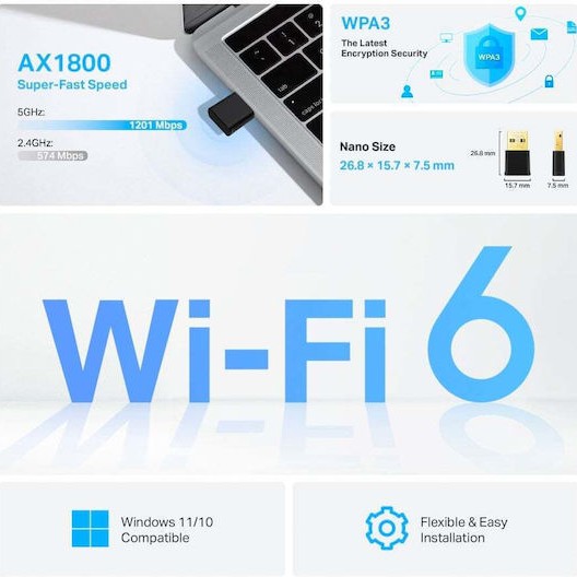 TP-LINK Archer Tx20u Nano v1 Ασύρματος USB Αντάπτορας Δικτύου