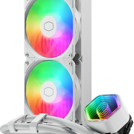 CoolerMaster MasterLiquid 240 Core II Υδρόψυξη Επεξεργαστή Διπλού Ανεμιστήρα 120mm για Socket 1700/1200/115x με ARGB Φωτισμό Λευκή
