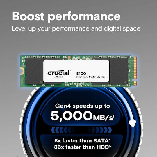 Crucial E100 SSD 2TB M.2 NVMe PCI Express 4.0