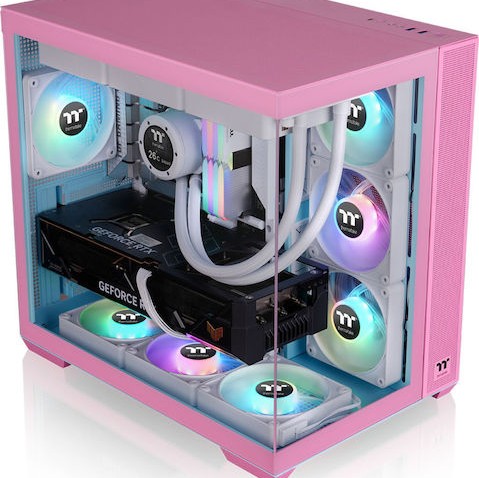 Thermaltake View 380 TG ARGB Gaming Midi Tower Κουτί Υπολογιστή με Πλαϊνό Παράθυρο Bubble Pink