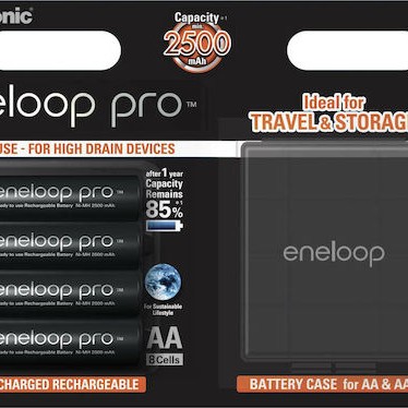 Panasonic Eneloop Pro With Battery Case Επαναφορτιζόμενες Μπαταρίες AA Ni-MH 2500mAh 1.2V 4τμχ