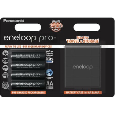 Panasonic Eneloop Pro With Battery Case Επαναφορτιζόμενες Μπαταρίες AA Ni-MH 2500mAh 1.2V 4τμχ