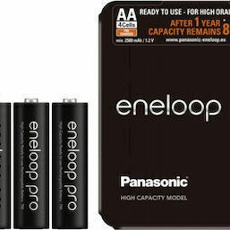 Panasonic Eneloop Pro With Battery Case Επαναφορτιζόμενες Μπαταρίες AA Ni-MH 2500mAh 1.2V 4τμχ