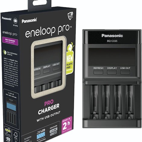 Panasonic Eneloop Professional BQ-CC65 USB Φορτιστής 4 Μπαταριών Ni-MH Μεγέθους AA/AAA