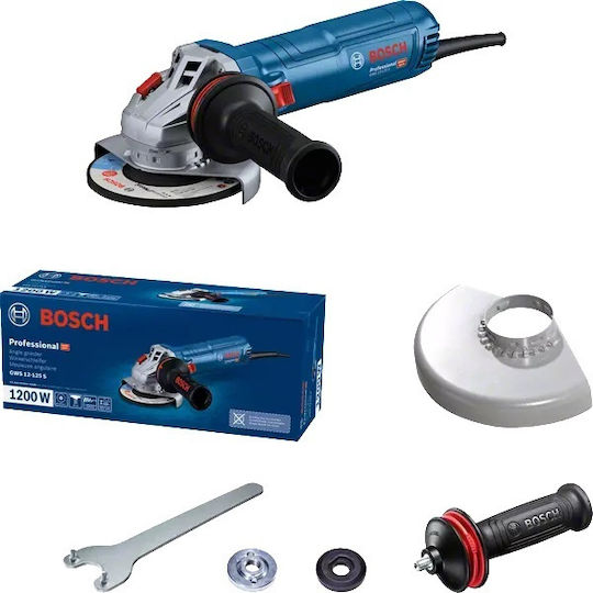 Bosch GWS 12-125 S Τροχός 125mm Ρεύματος 1200W με Ρύθμιση Στροφών