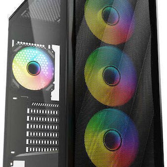 Sharkoon VK4 ARGB Gaming Midi Tower Κουτί Υπολογιστή με Πλαϊνό Παράθυρο Μαύρο