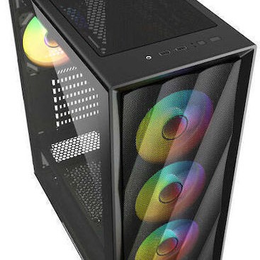Sharkoon VK4 ARGB Gaming Midi Tower Κουτί Υπολογιστή με Πλαϊνό Παράθυρο Μαύρο