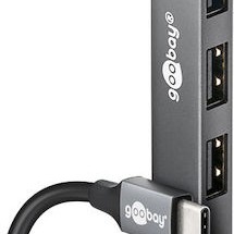 Goobay USB 3.2 Hub 4 Θυρών με σύνδεση USB-C Γκρι