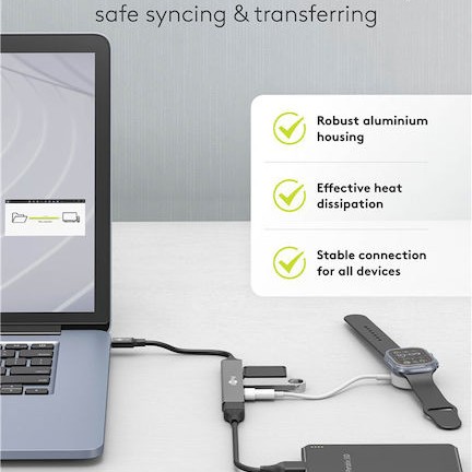 Goobay USB 3.2 Hub 4 Θυρών με σύνδεση USB-C Γκρι