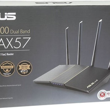 Asus RT-AX57 AX3000 Ασύρματο Router Wi‑Fi 6 με 4 Θύρες Gigabit Ethernet
