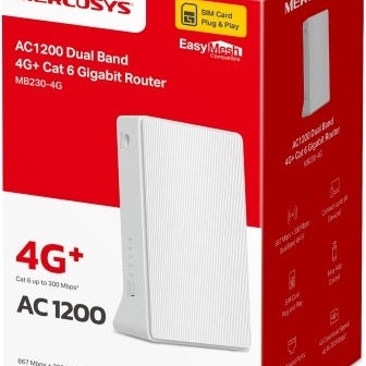 Mercusys MB230-4G Ασύρματο 4G Mobile Router Wi‑Fi 5 με 2 Θύρες Gigabit Ethernet