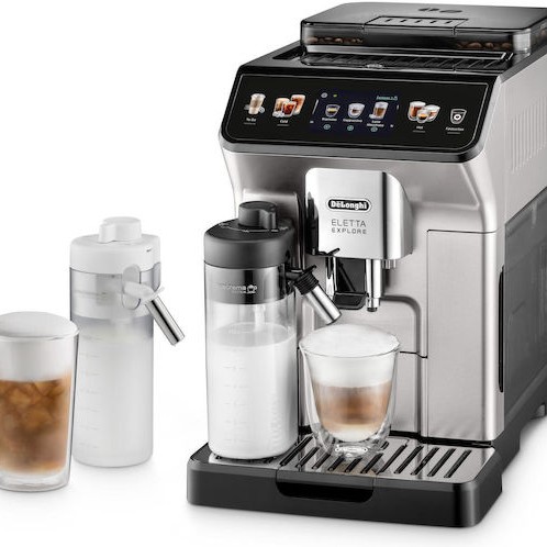 De'Longhi Eletta Explore Αυτόματη Μηχανή Espresso 1450W Πίεσης 19bar για Cappuccino με Μύλο Άλεσης Ασημί