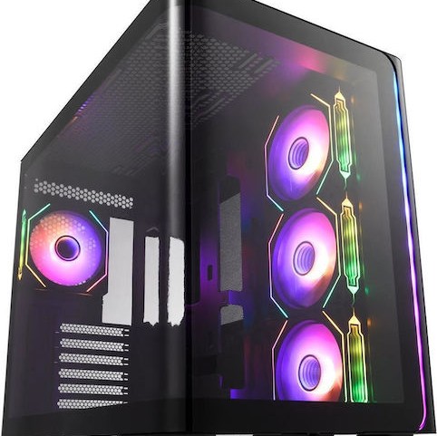 FSP/Fortron M580 Gaming Midi Tower Κουτί Υπολογιστή με Πλαϊνό Παράθυρο και RGB Φωτισμό Μαύρο