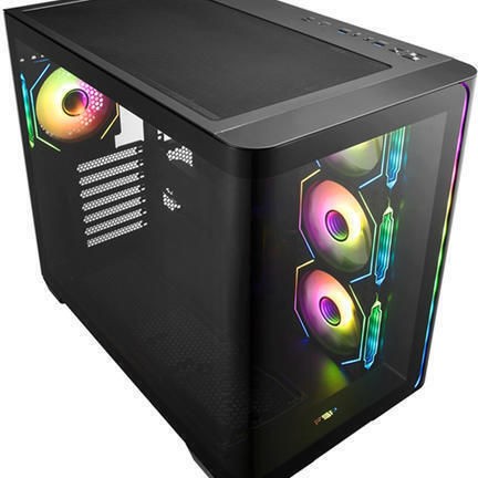 FSP/Fortron M580 Gaming Midi Tower Κουτί Υπολογιστή με Πλαϊνό Παράθυρο και RGB Φωτισμό Μαύρο
