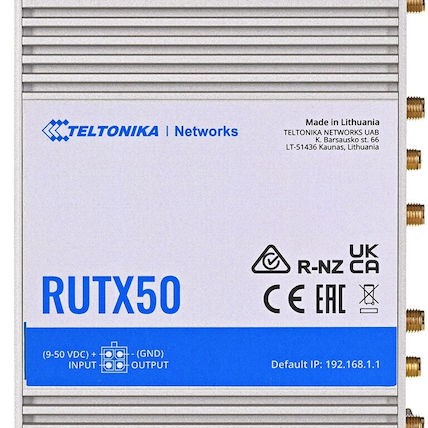 Teltonika RUTX50 Ασύρματο 5G Mobile Router Wi‑Fi 5 με 4 Θύρες Gigabit Ethernet