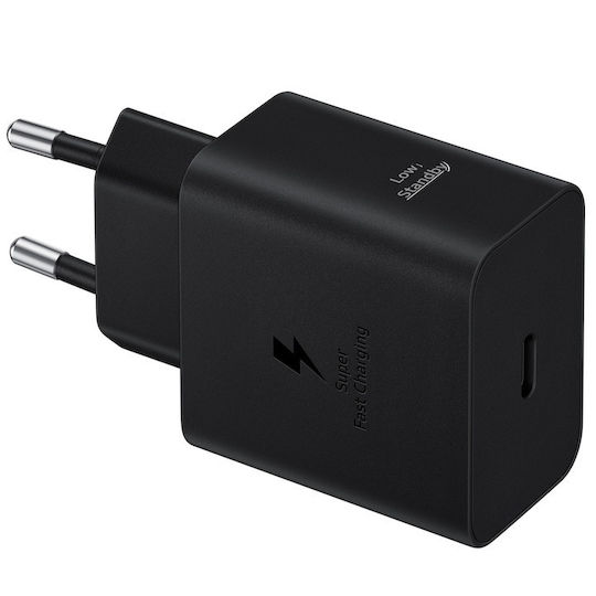 Samsung Φορτιστής με Θύρα USB-C και Καλώδιο USB-C - USB-C 45W Power Delivery Μαύρος (EP-T4511X)