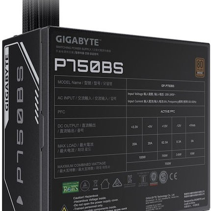 Gigabyte GP-P650G 750W Μαύρο Τροφοδοτικό Υπολογιστή Full Wired 80 Plus Bronze