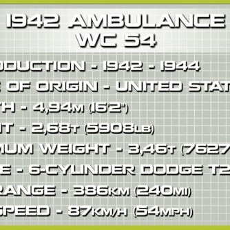 Cobi Στατικό Μοντέλο Αυτοκινήτου Historical Collection 1942 Ambulance WC 54 σε Κλίμακα 1:35