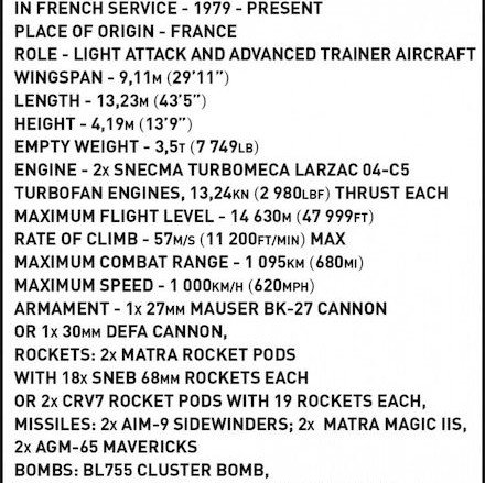 Cobi Τουβλάκια Armed Forces Aircraft Dassault Alpha Jet για 7+ Ετών 364τμχ