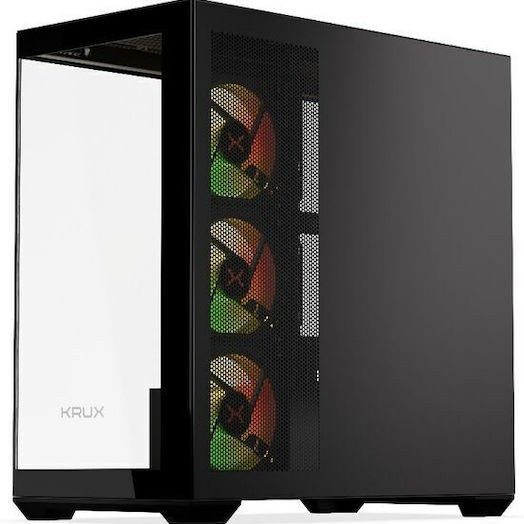 Krux Exo Gaming Midi Tower Κουτί Υπολογιστή με Πλαϊνό Παράθυρο και ARGB Φωτισμό Μαύρο