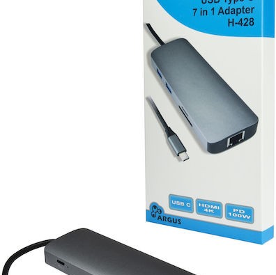 Inter-Tech H-428 USB-C Docking Station με HDMI 4K PD Ethernet Μαύρο